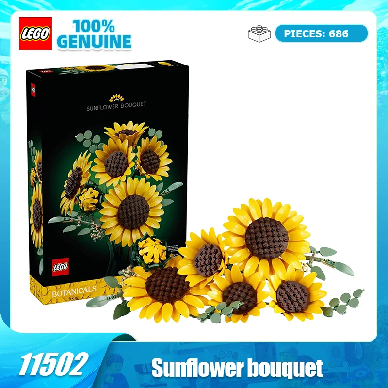 

Строительные блоки Lego, серия цветов и растений 11502, букет подсолнухов, детская игрушка-головоломка для мальчиков и девочек, подарок, декор для дома