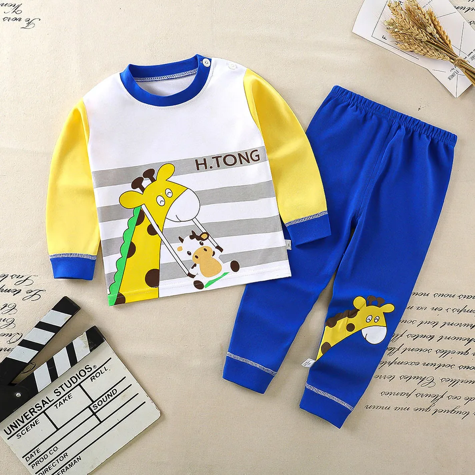 Cotton Kids Pajamas Set for Boys Girls Autumn and Winter Cartoon Sleeping Loungewear Children Night Sleepwear Home Wear Clothes