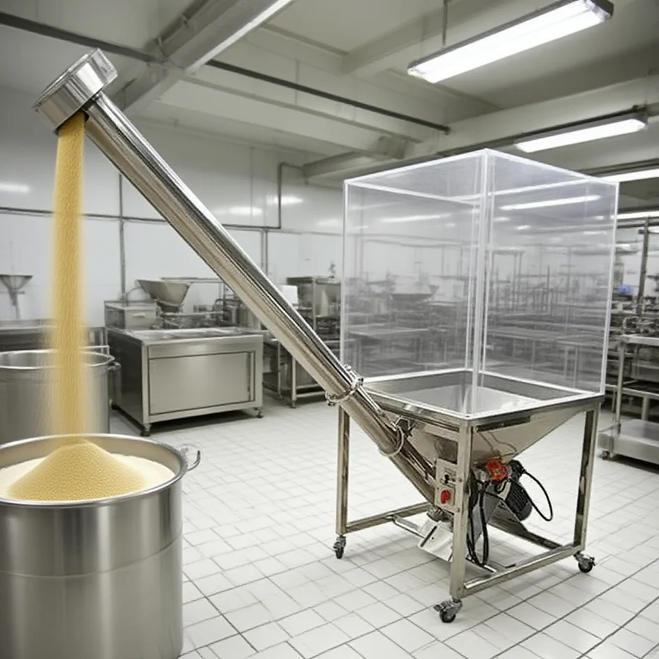 맞춤형 유연한 분말 공급 스크류 오거 컨베이어 스테인리스 스틸 호퍼 식품 산업 생산용 자재 처리