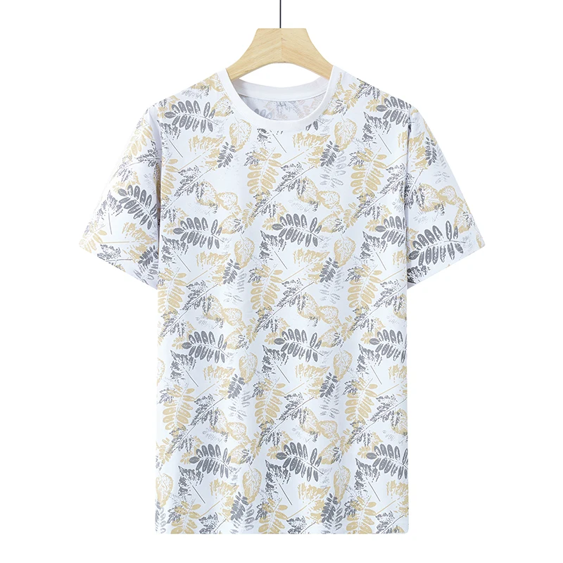 

Мужская футболка с короткими рукавами, новинка лета 2025 года, легкая, роскошная, элитная, повседневная, с круглым вырезом и принтом, легкая, тонкая, с половиной рукава
