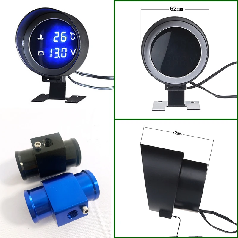 مستديرة سيارة شاحنة مقياس درجة حرارة الماء استشعار درجة الحرارة 12 فولت/24 فولت درجة الحرارة + الجهد 2 في 1 مقياس استشعار درجة الحرارة 1/8NPT 150 ℃ #6