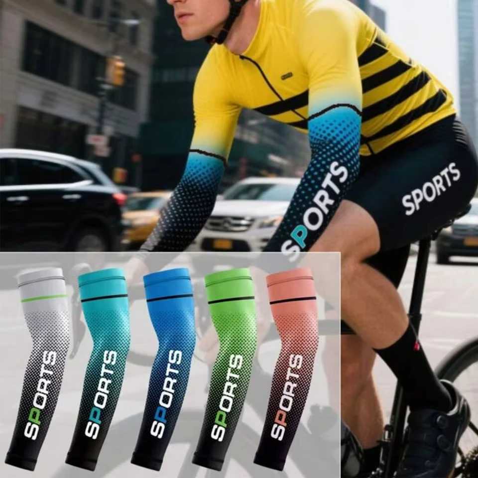 New Ice Silk Sun Protection Sleeves Summer Riding Quick Dry Breathable Sports Fishing Elastic Arm Sleeves Driving Cyling