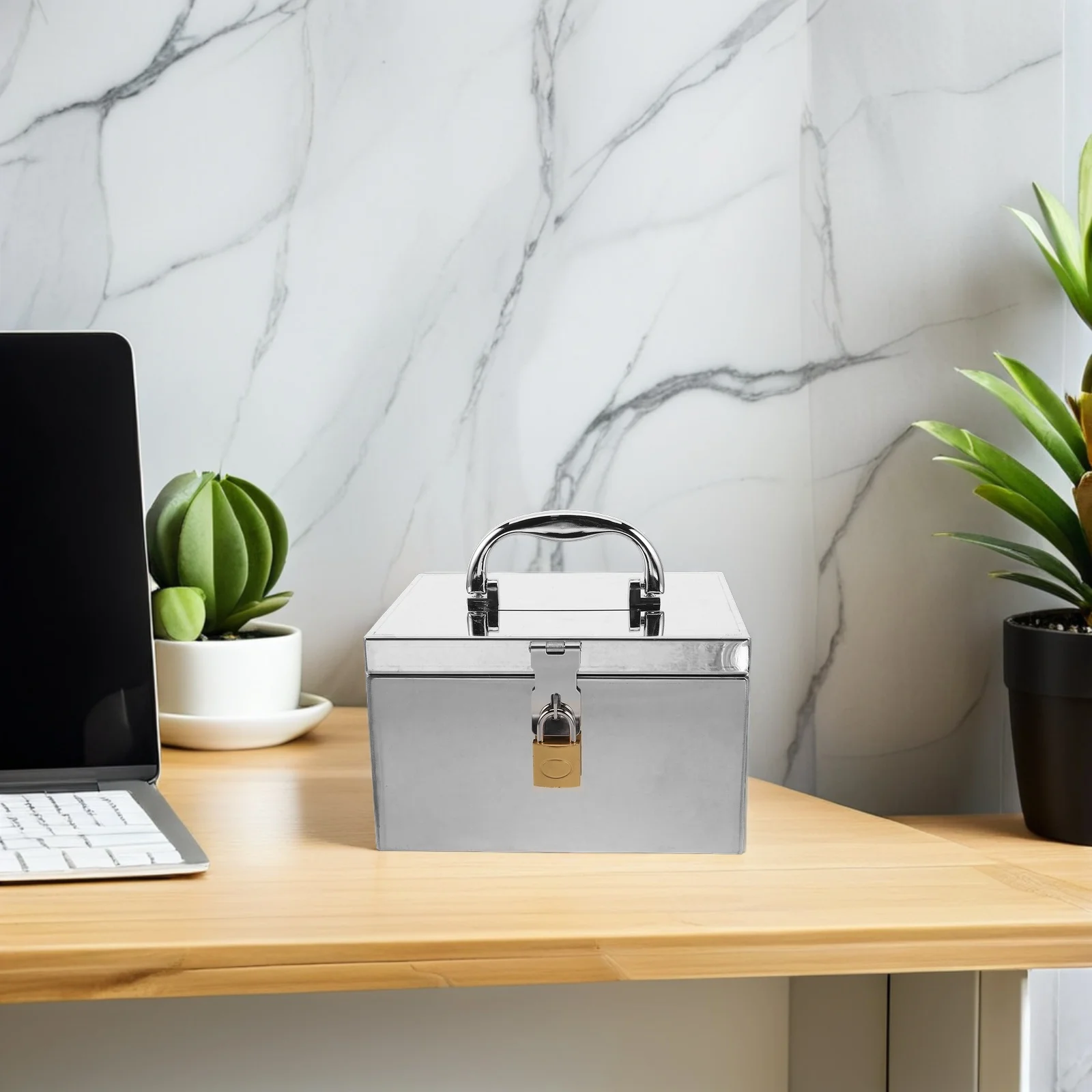 Heavy Duty Stainless Steel Locking Money Box Rectangular Cash Savings Box Secure Coin and Note Organizer for Adults