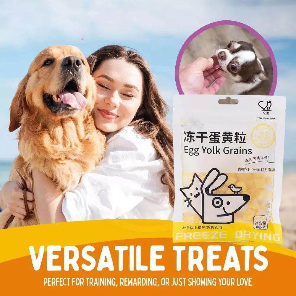 40g Freeze Dried Egg Yolk Granules Beautify Smoothing Pets Cat Hair Food To Cat Pet Freeze-dried Safe Healthy Snacks T7Z1