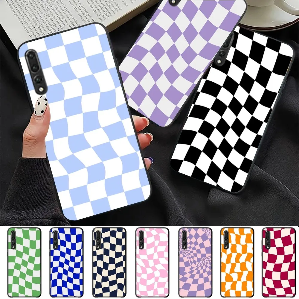 Twisted Checkerboard Phone Case For Huawei P 8 9 10 20 30 40 50 Pro Lite Psmart Honor 10 lite 70 Mate 20lite