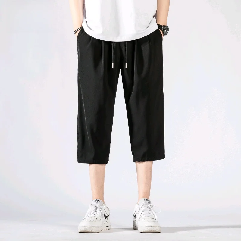 

Men's Casual orts Ice Silk Thin Loose Summer Sportswear Outerwear Seven-Foot Pants William Marchi Nylon mid Waist Regular Fit