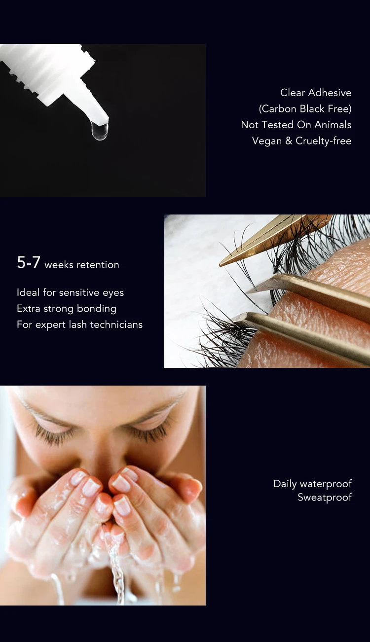 Gollee 1-2s Transparenter Starker Klebstoff für Wimpernverlängerung, Nicht Reizend, Farbige Wimpern, 5-6 Wochen Haltbarkeit, Für Alle Wimpernstylisten und Make-up-Artisten – Detail 4