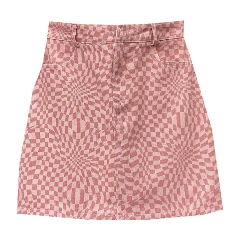 

2022 New Korean Summer Women Denim Skirt Fashion Prited A-Line Mini Denim Skirt s13