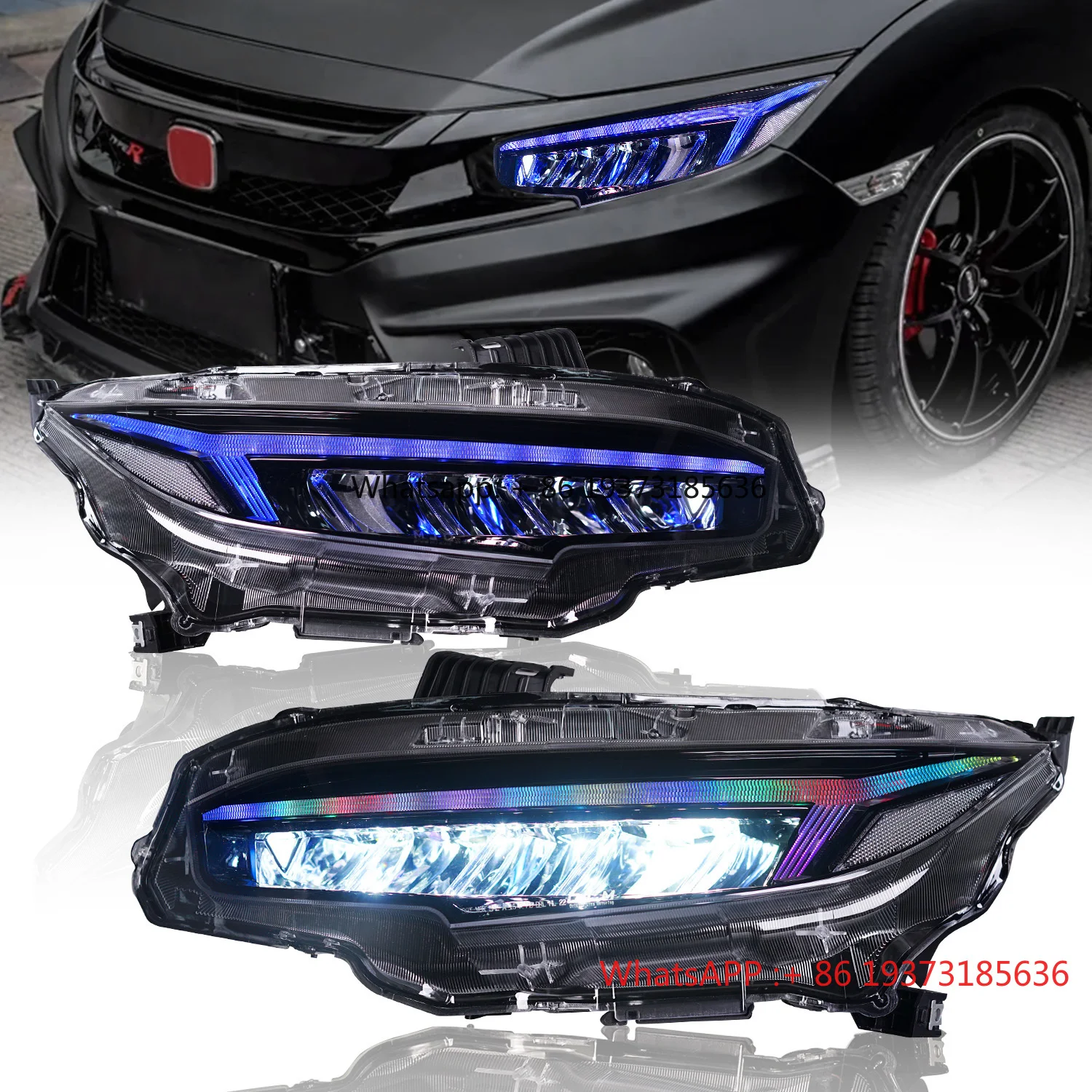 

Архаичная RGB-фара для Honda Civic Sedan Hatchback 10-го поколения 2016-2020 с последовательным поворотом CIVIC TypeR, передняя фара