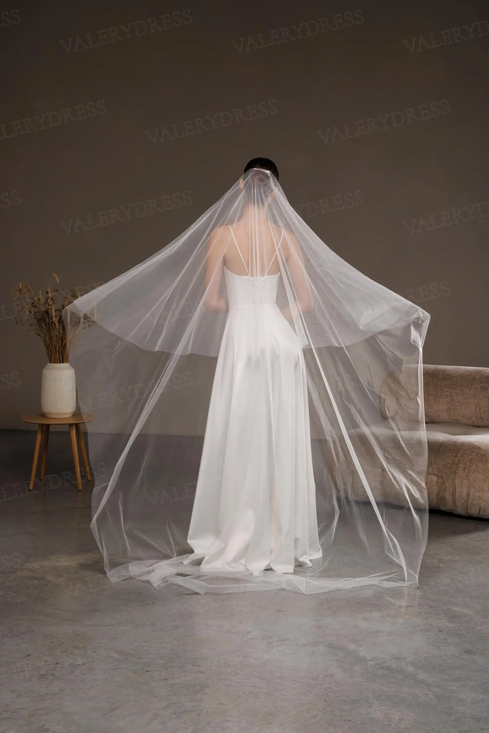 Two Tier Wedding Veil with Blusher Elegant Bridal Veil Wedding Accessories Handmade Custom Length Style Wedding Dress Veil