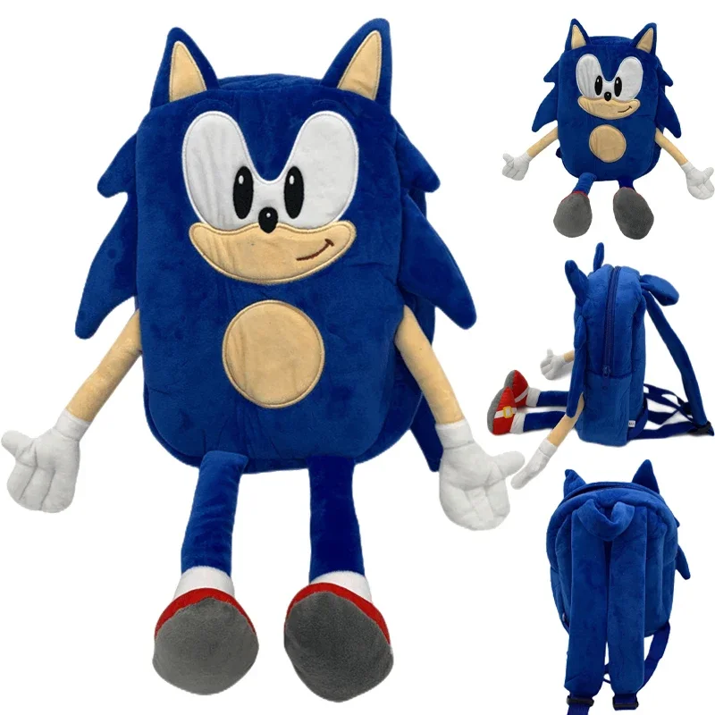 

40Cm Hot Sale Super Sonic The Hedgehog Backpack Game Anime Children Plushie Travel Bag Cartoon Soft Plush Kids Schoolbag Toys