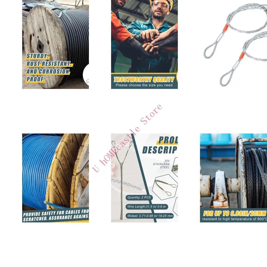 63HF 2Pcs Cable Pulling Grip Steel Wire Mesh Cable Sock 31.5Inch for Wire Pulling Through Conduits, Wall,Electrical Work
