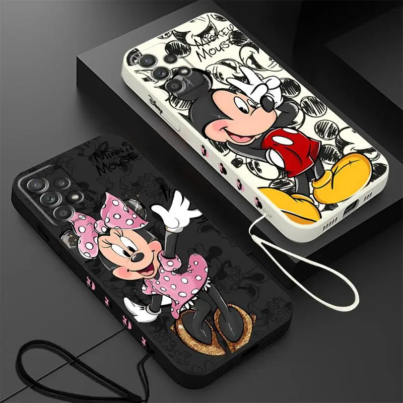 Disney Mickey Minnie Mouse Phone Case for Samsung Galaxy A20s A02s A10 A04 A04s A31 A71 4G A50 A05S A30 A02 Square Liquid Cover