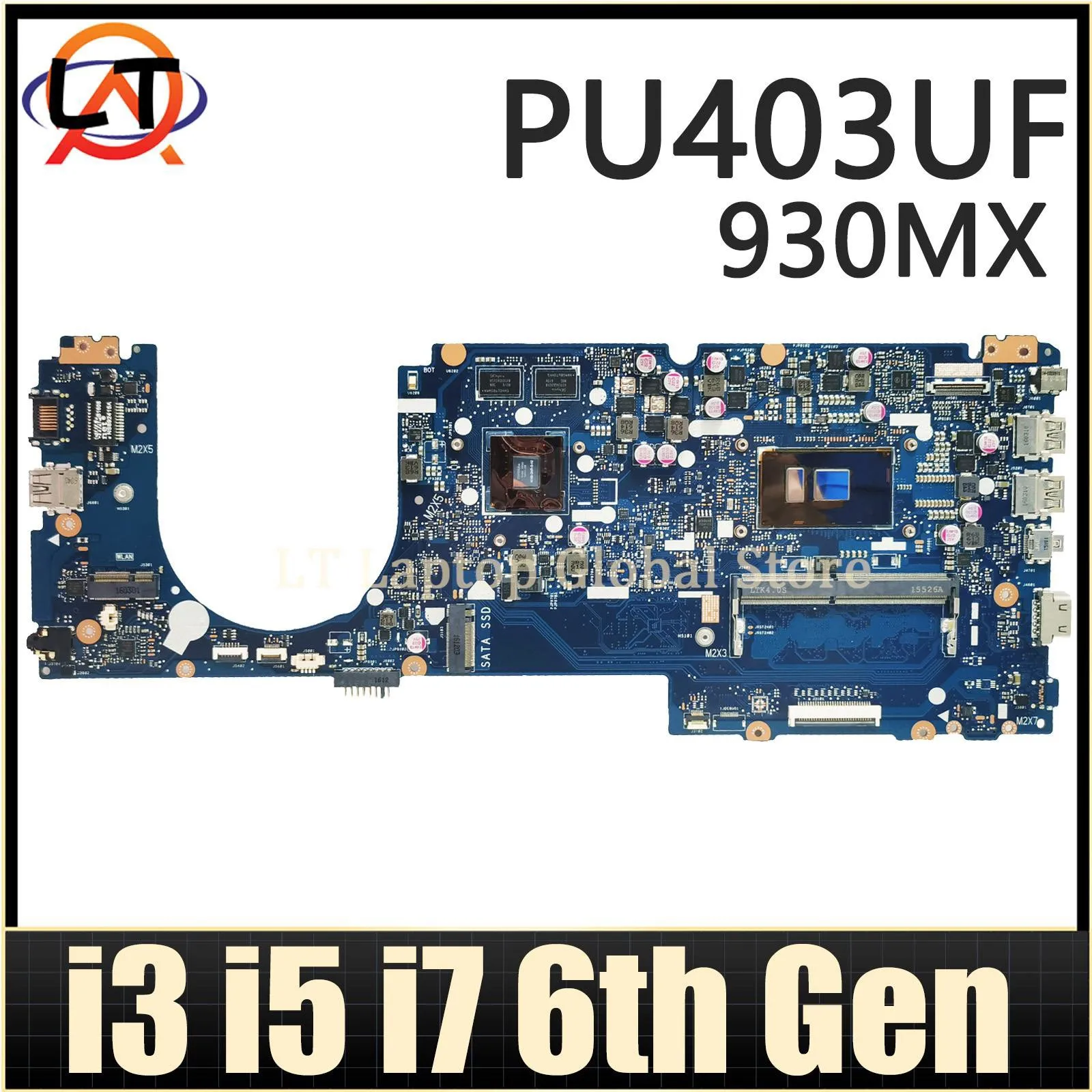 

PU403U Mainboard For ASUS PRO ESSENTIAL PU403UA PU403UF Laptop Motherboard I3 I5 I7 6th Gen CPU 930MX-2G 4GB-RAM