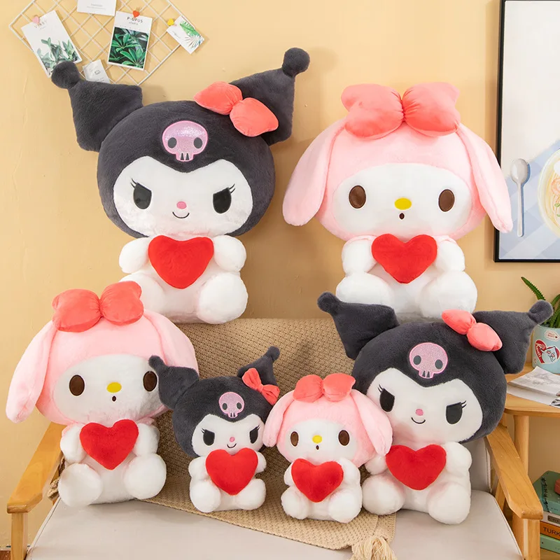 

Kawaii Sanrio Cinnamoroll Kuromi Melody Мягкая кукла-животное, удобные и мягкие плюшевые игрушки, подушка на День святого Валентина, подарок для детей