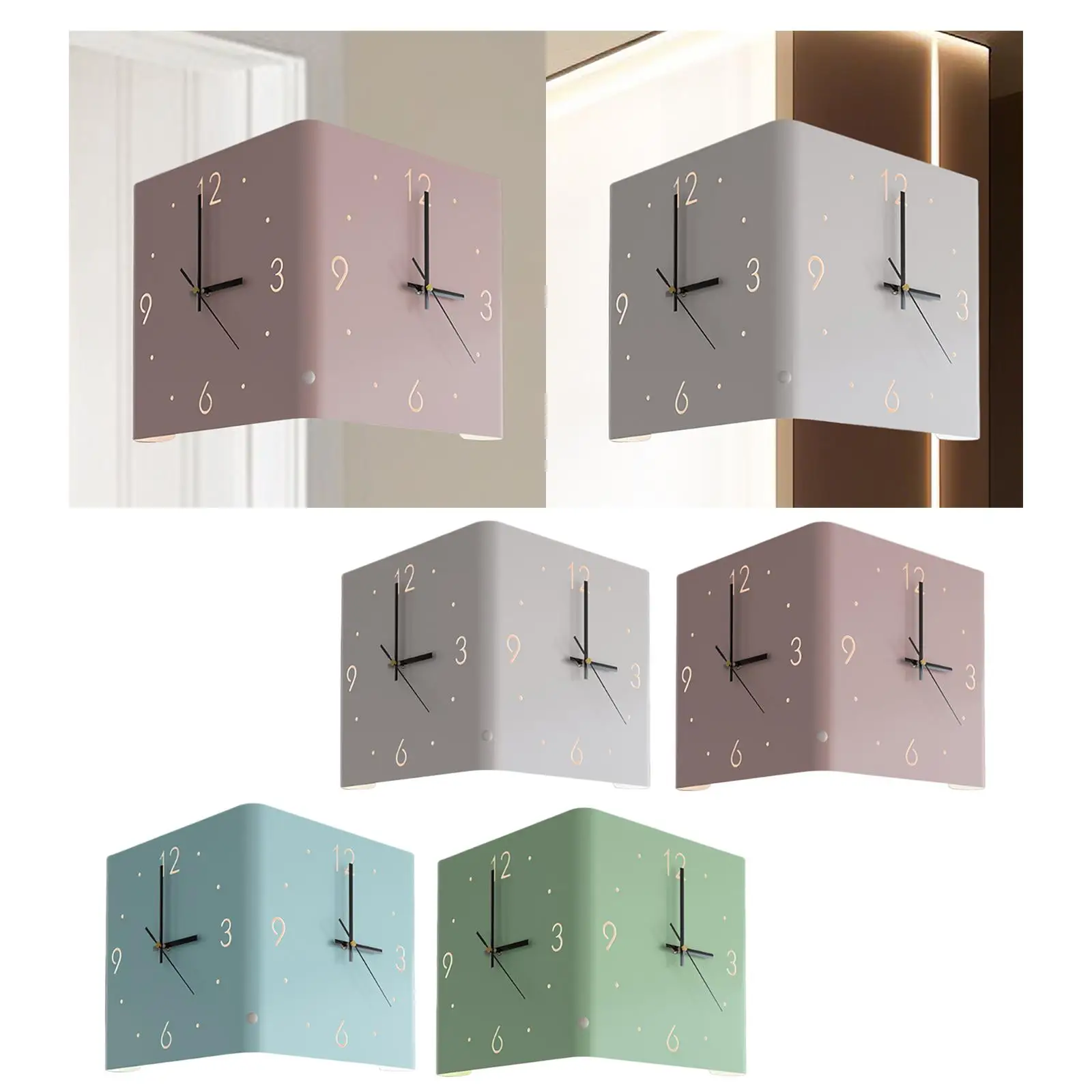 Double Sided Corner Clock Wall Clock Wall Mounted Quiet Decoration Easy to Read