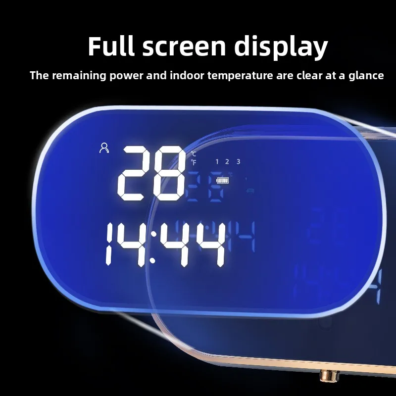 เครื่องจ่ายสบู่โฟมอัตโนมัติแบบสัมผัสอัจฉริยะ ชาร์จผ่าน USB ติดผนัง วัสดุ ABS พร้อมหน้าจอดิจิตอล