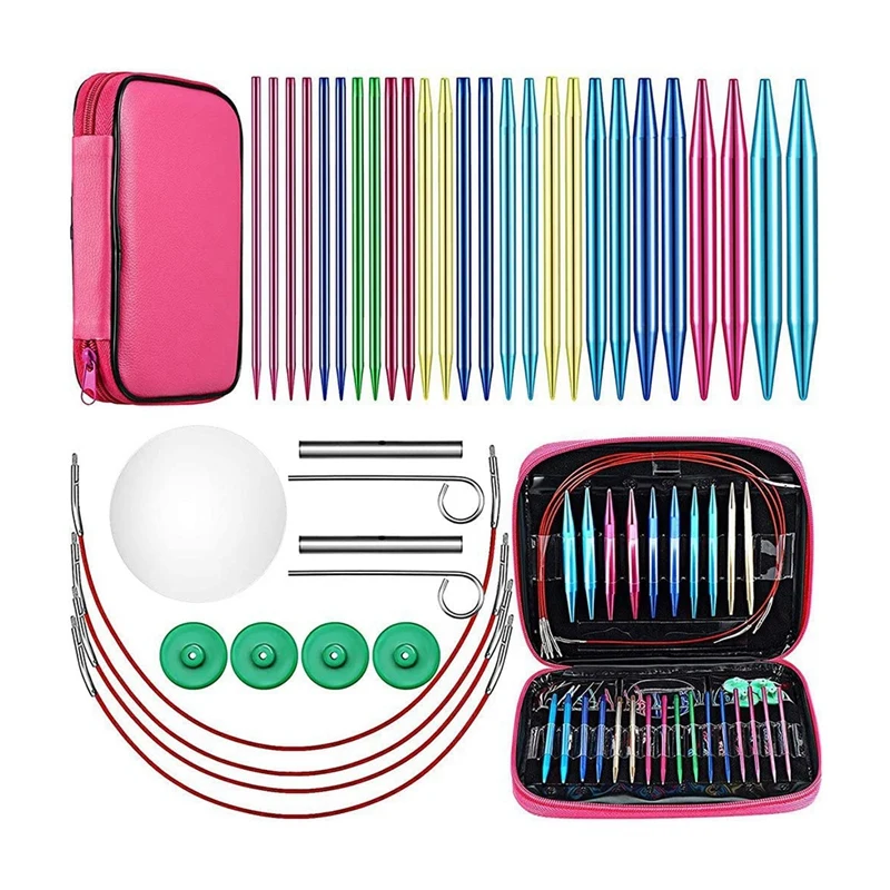 

26 Pieces Aluminum Interchangeable Circular Knitting Needle Set 13 Size Interchangeable Crochet Needles For Knitting