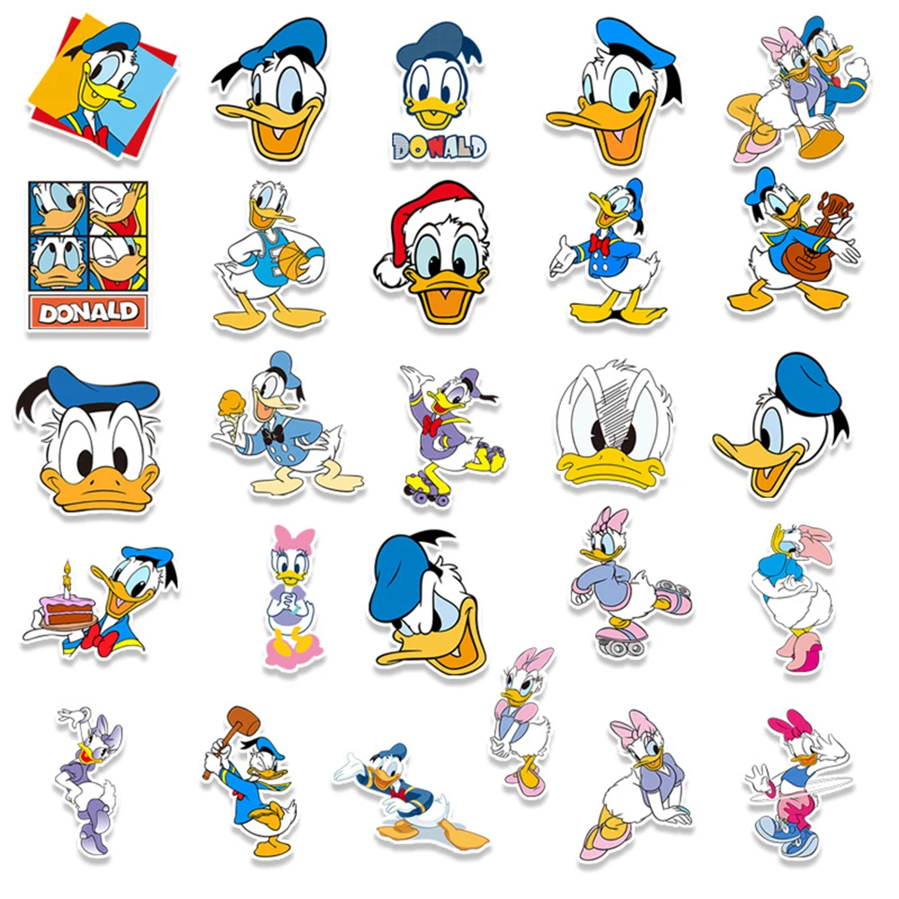 10/30/50pcs Disney Cute Donald Duck Cartoon Stickers for Kids DIY Phone Scrapbook Diary Stationery Waterproof Cute Sticker Toy