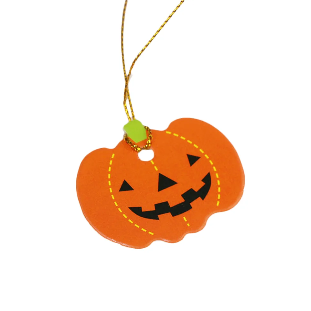 100 Pcs Halloween Pumpkin Hanging Tags DIY with Pre-cut Holes Paper Pendants Gift Small Book Labels for