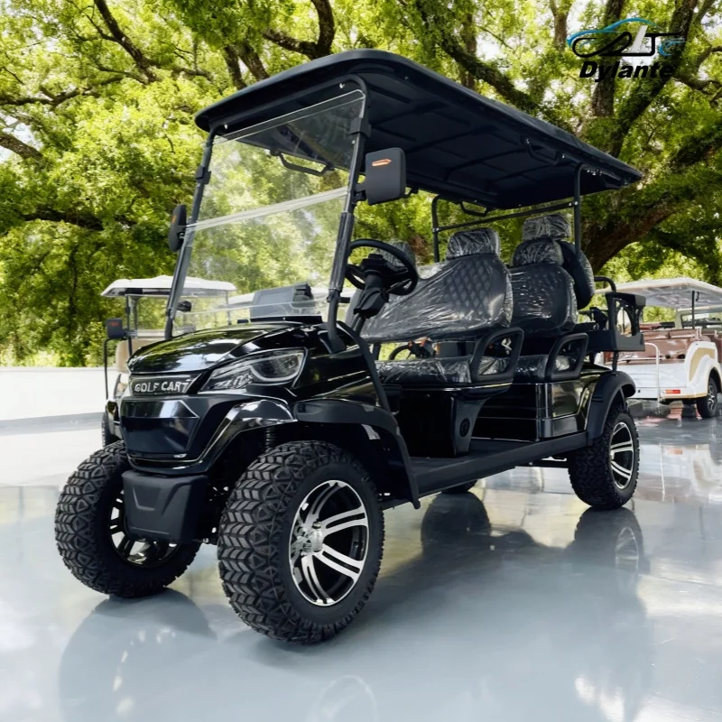 عربة جولف كهربائية تتسع لـ 6 أشخاص من المصنع، مركبات الاستقبال في الملاهي، عربات الشاطئ مع إطارات للطرق الوعرة للزجاج الأمامي قابلة للطي