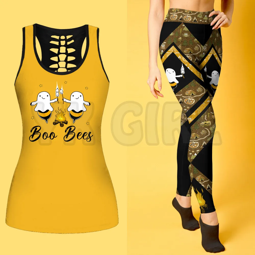 

Boo Bees Campifre Camping 3D Printed Tank Top+Legging Combo Outfit Yoga Fitness Legging Women