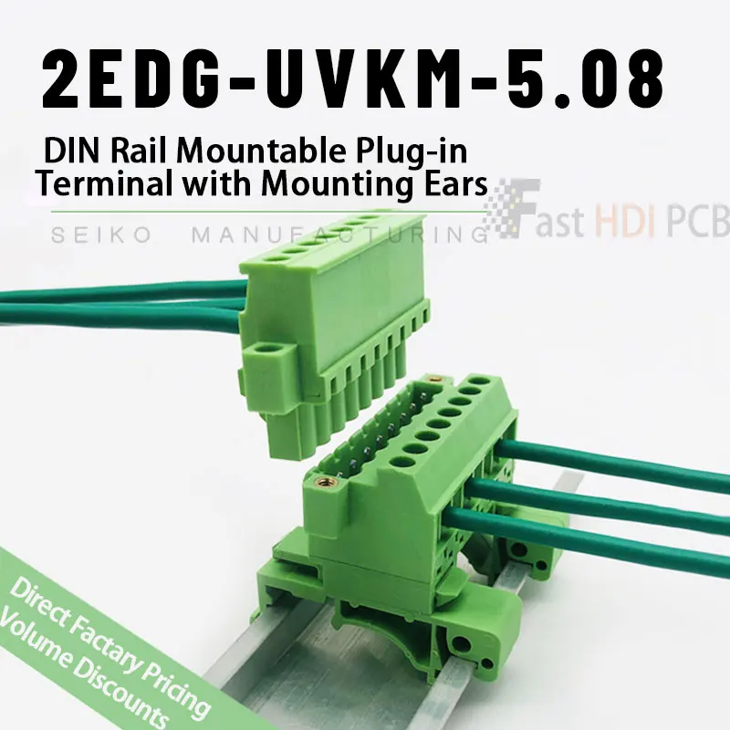 1Sets/lot Solder-free rail 2EDG-UVKM-5.08mm 2P3P4P5P6P7P8P9P10P-24P with flange fixed 35mm rail mounting plug-in terminal block