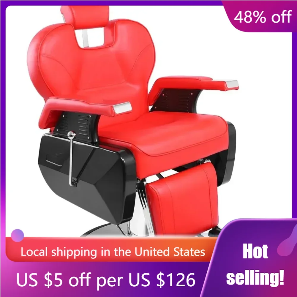 

Hydraulic Barber Chair Recline 360 Degree Swivel Height Adjustable Heavy Duty Hairdresser Chair Beauty Salon Styling Equipment