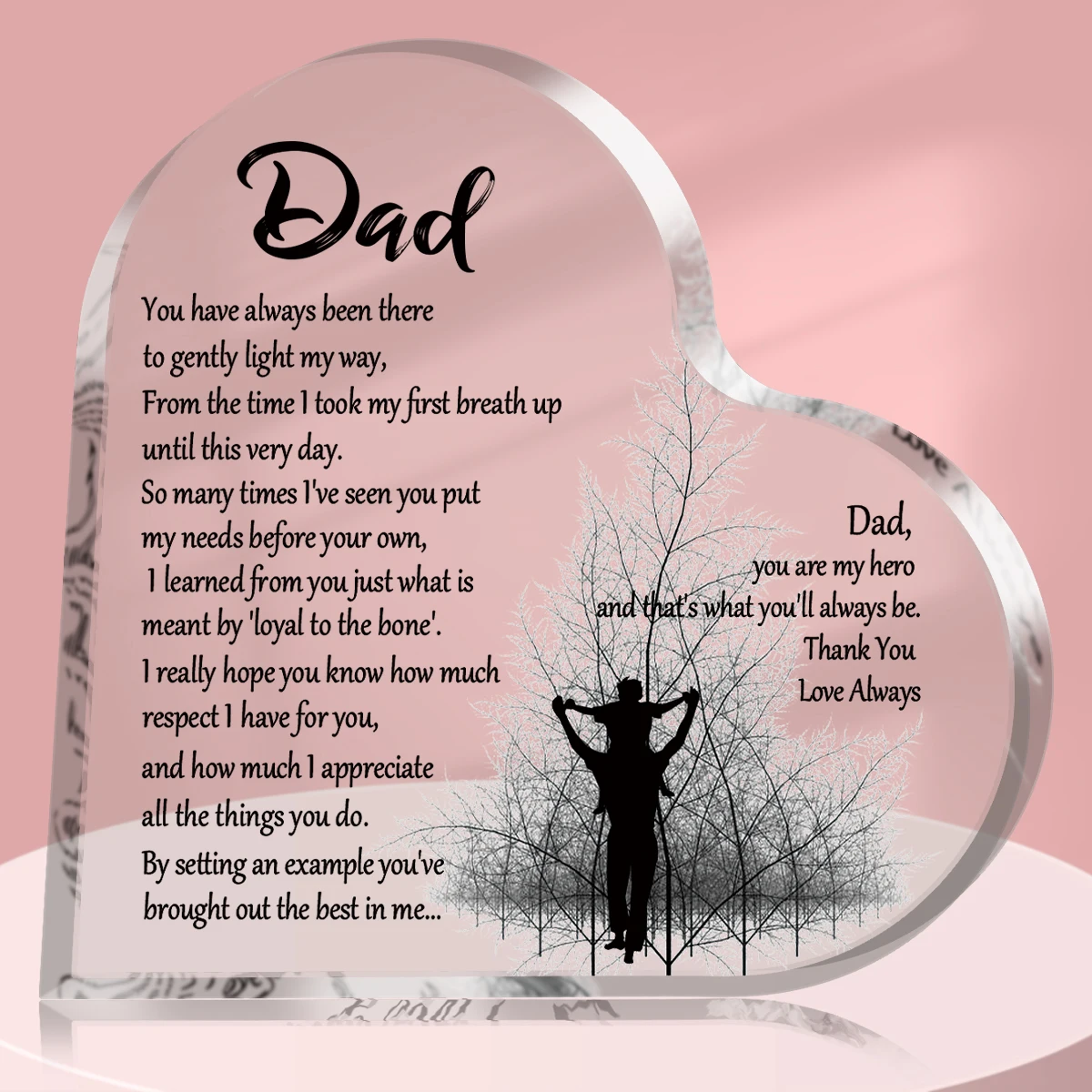 1–3 Stück herzförmige Acrylplakette für Papa, Geburtstag, Vatertag, dankbares Zitat, gesegneter Wunsch, Gedenkstätte, Andenken, Geschenk, Dankeschön, Papa – Detail 11