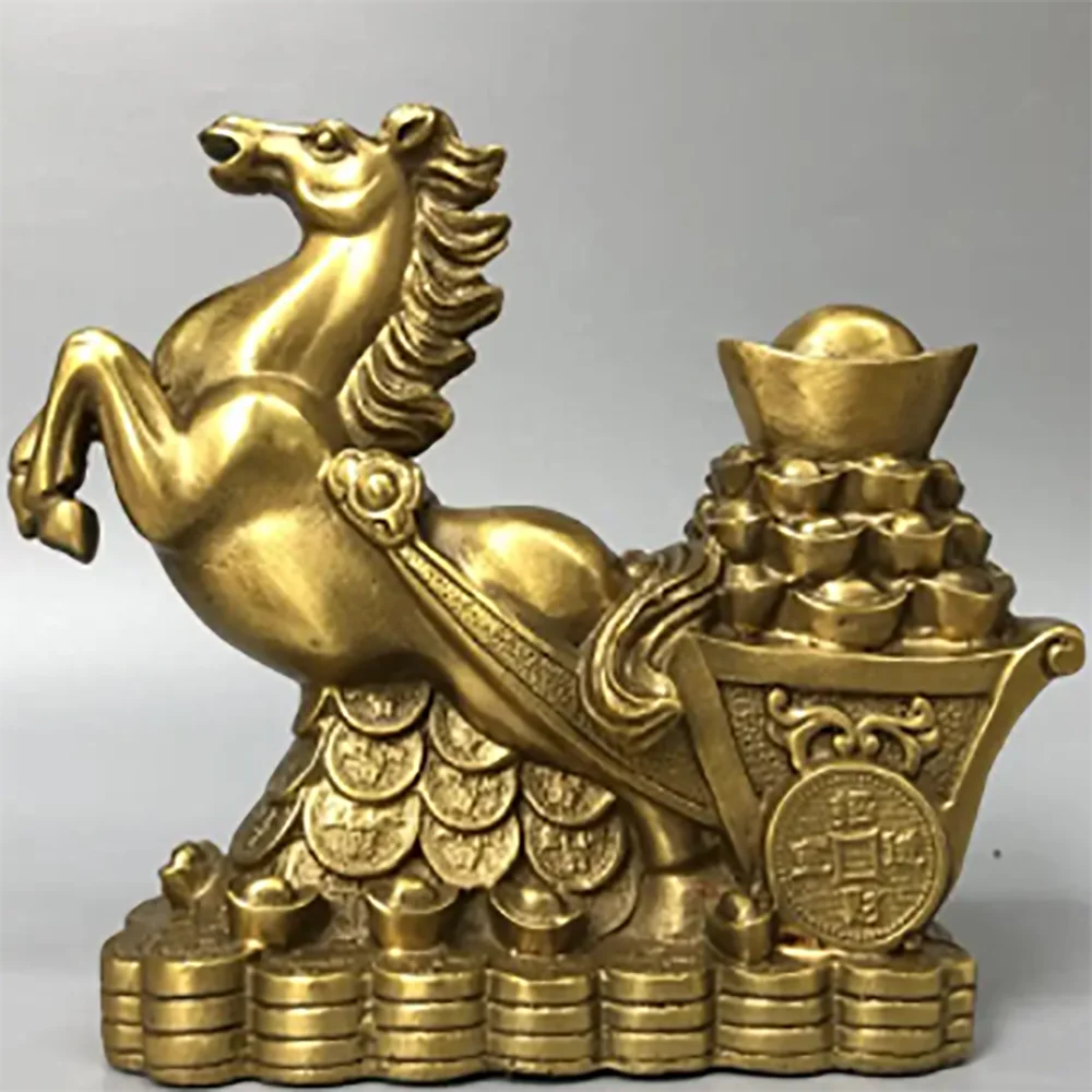 

China brass seiko horse Pull Ingots crafts statue