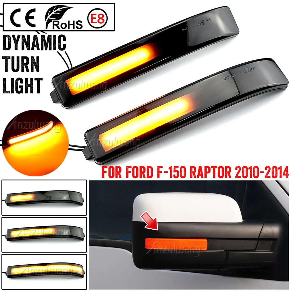

LED Dynamic Side Mirror Turn Signal Lights Sequential Lamp Blinker Indicator Fit for Ford Raptor 2010-2014