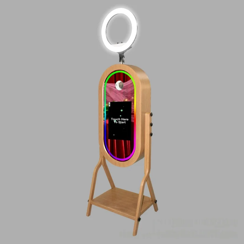 

Advanced Magic Mirror Photo Booth Wood Construction Touch Screen DSLR Adjustment Compatible Club Party Selfie Photo Booth