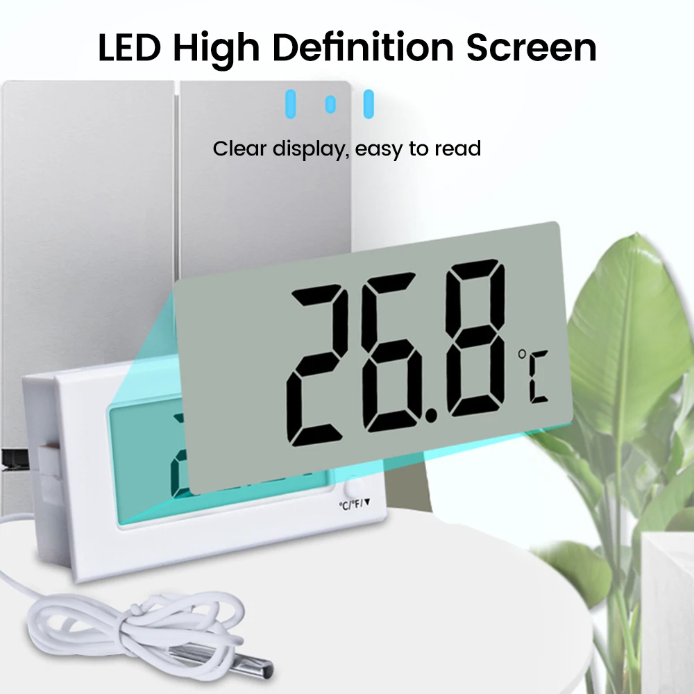 -50~300℃ Electronic Thermometer With Alarm Function LCD Digital Display 1M Temperature Sensor For Temperature Monitoring