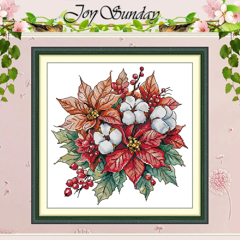 

New Year Bouquet Patterns Counted Cross Stitch Set DIY 11CT 14CT 16CT HD Stamped DMC Cross-stitch Kit Embroidery Needlework