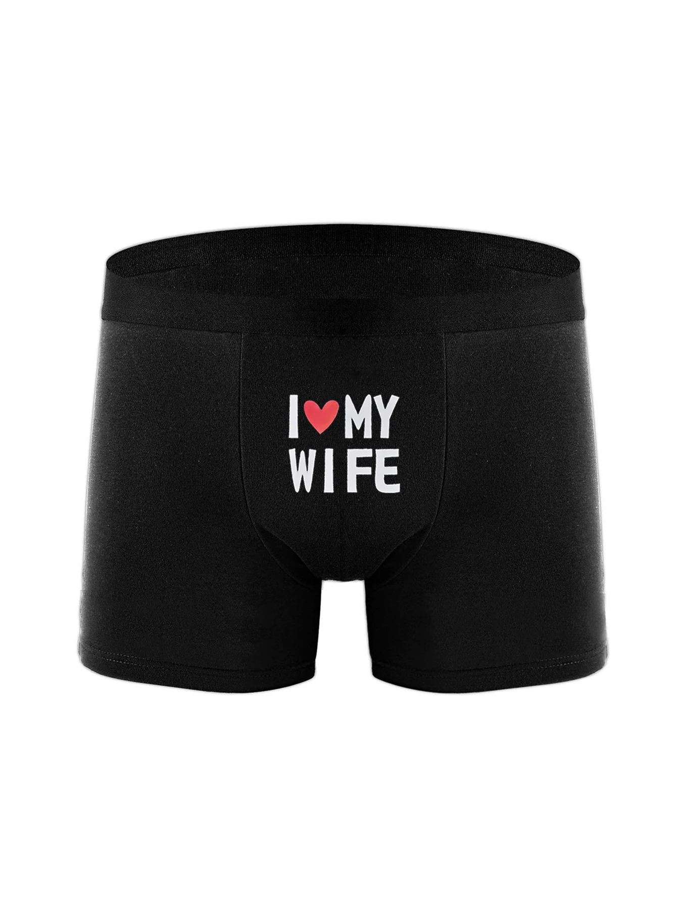 Varsbaby Luminous Panty for Men Big & Tall Performance No Fly Boxer Brief with I love wife Print Underwear Glow-in-the-dark