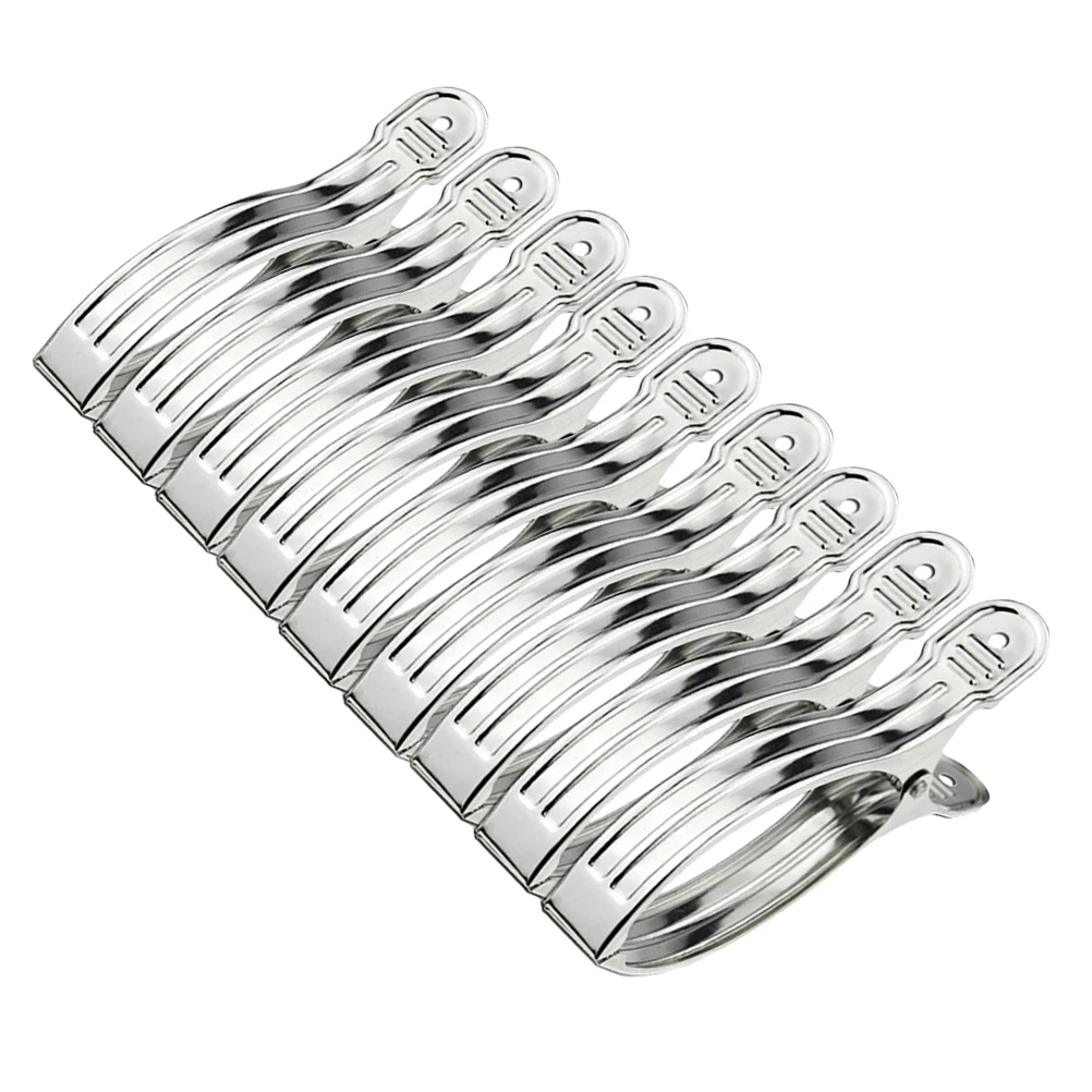 

12 Stainless Steel Clothes Clips Large Size Strong Windproof NonMagnetic Silver Tone Sewing Accessories Quilt Holder