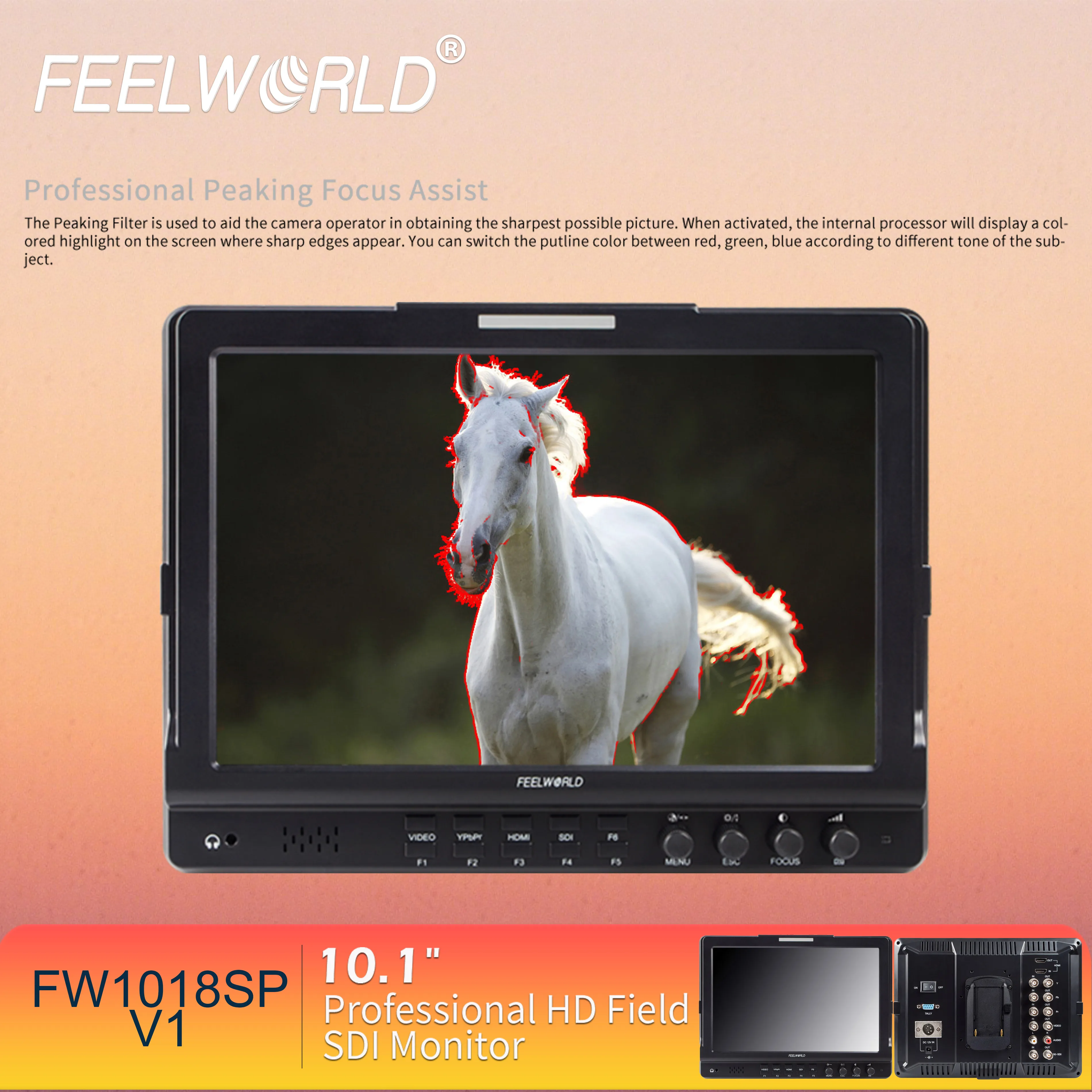 FEELWORLD FW1018SP V1 شاشة على الكاميرا IPS HD عرض أدوات السينما دعم شعار مخصص OEM المصنع مباشرة