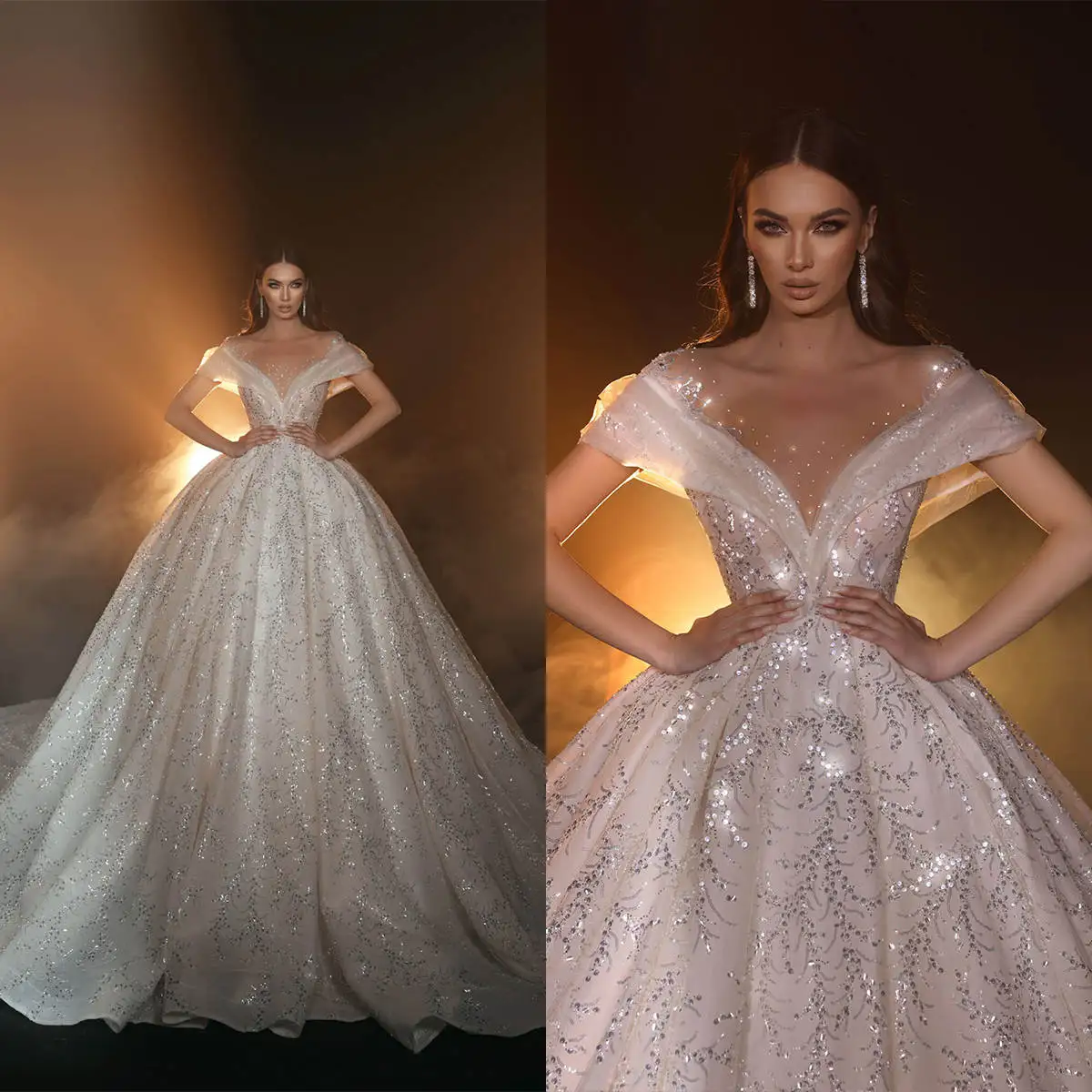 

Vintage Wedding Dress For Women Sheer Neck Sleeveless Bridal Gown Sequins Beaded Appliques Court Train Customized Dresses