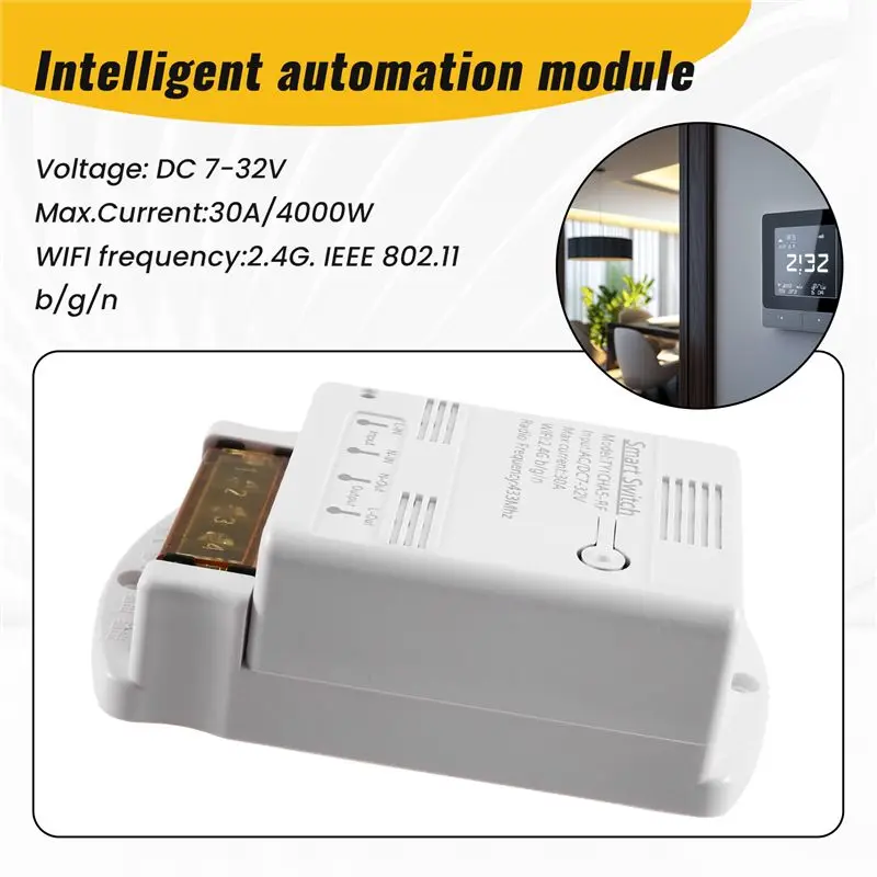 ABQU Tuya Smart Switch WiFi 30A Relay Module 12V 24V 20A High Power 4000W APP Remote Control Home Automation