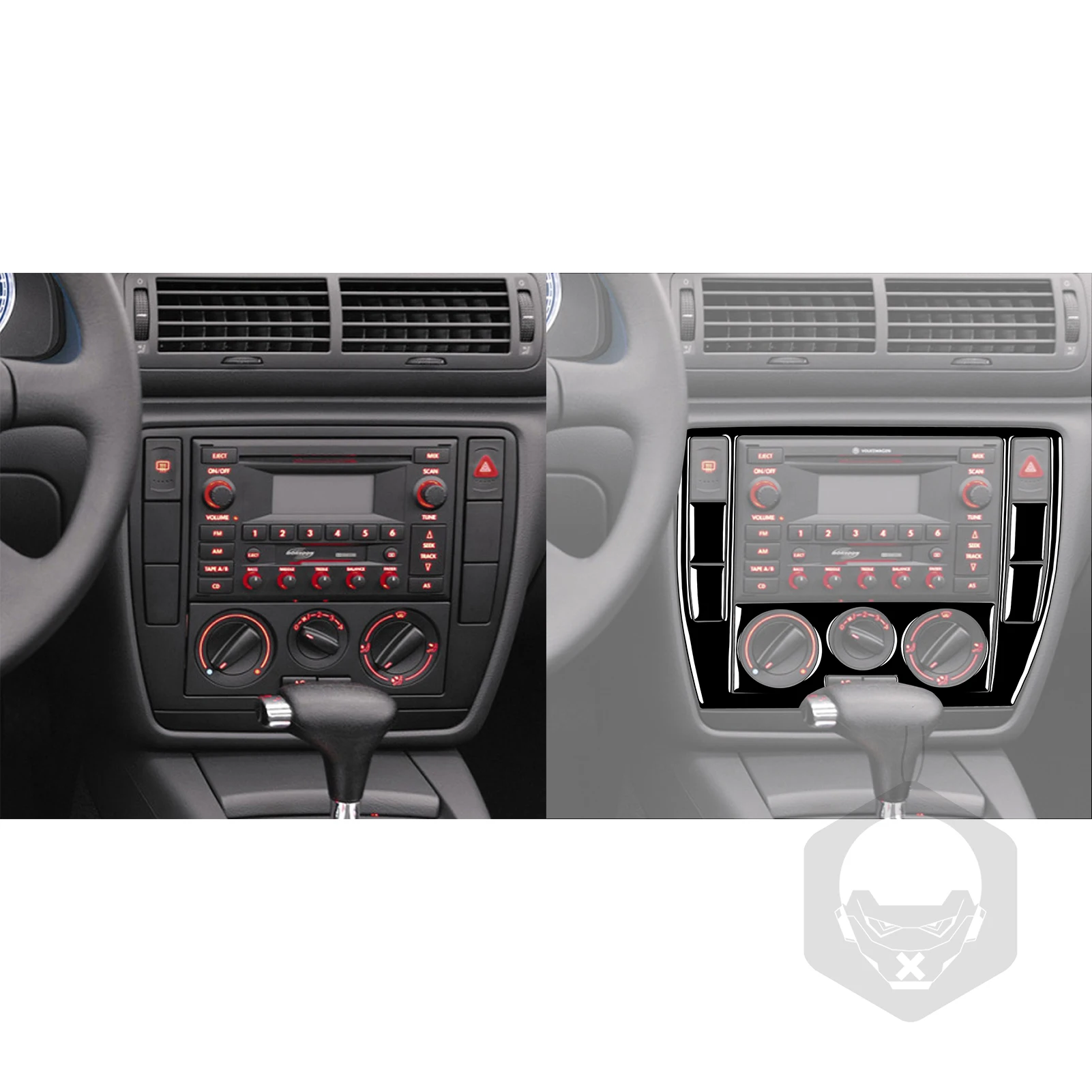 For Volkswagen Passat B5 2001-2005 Accessories Gloss Black Plastic Car Interior Radio Air Conditioning Control Pane Trim Sticker