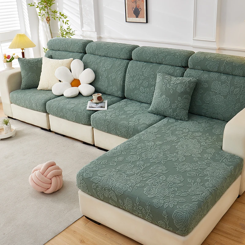 1pc Floral Print Stretch Full Coverage Sofa, Anti-Scratch Anti-Slip Sofa Protector, Fits L-Shaped Sofa And 1/2/3/4 Seater Sofas