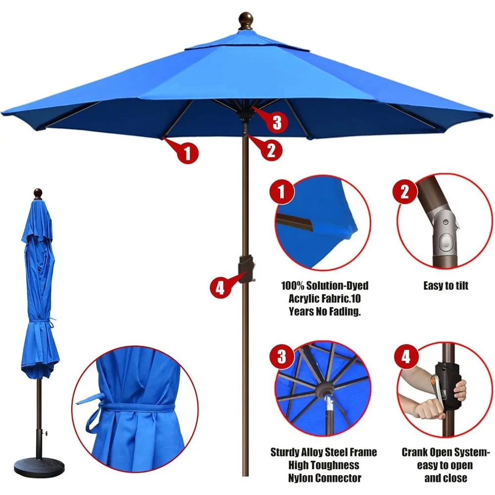 الولايات المتحدة الأمريكية 10 سنوات غير يتلاشى 10Ft مظلة السوق مظلة فناء مظلة طاولة خارجية مع تهوية، أزرق ملكي #4