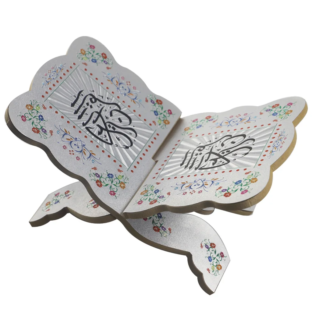 Legno Eid Mubarak Quran Holy Book Stand Holder 2024 Ramadan Mubarak decorazione per islamico musulmano Ramadan Kareem Eid Al-fitr