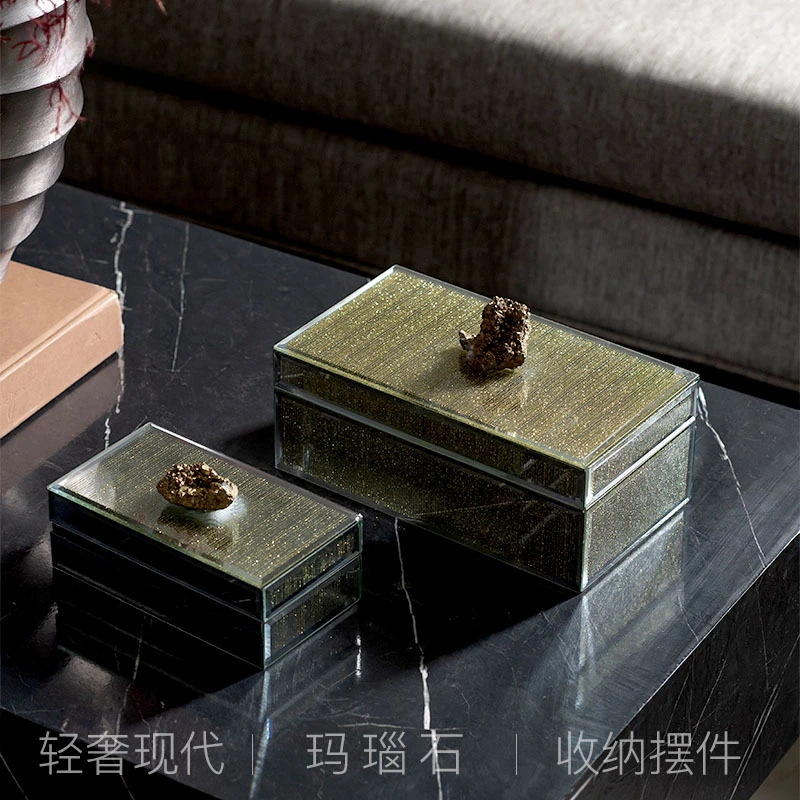 

Diskay minimalist urban light luxury gold silver agate jewelry box for home decoration and storage