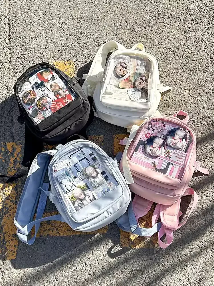 2024 Korean Fashion Y2K Mini Backpack Women Kawaii Itabag Transparent Pocket With Badges Display Plate Ita Backpack Girls Bags