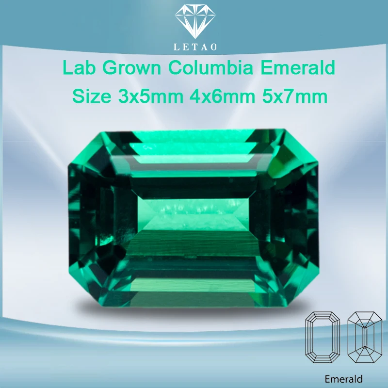 

Lab Grown Columbia Emeralds Hydrothermal Emerald Cut Hand Cutting Advanced Jewelry Making Materials 0.12-0.55ct AGL Certificate