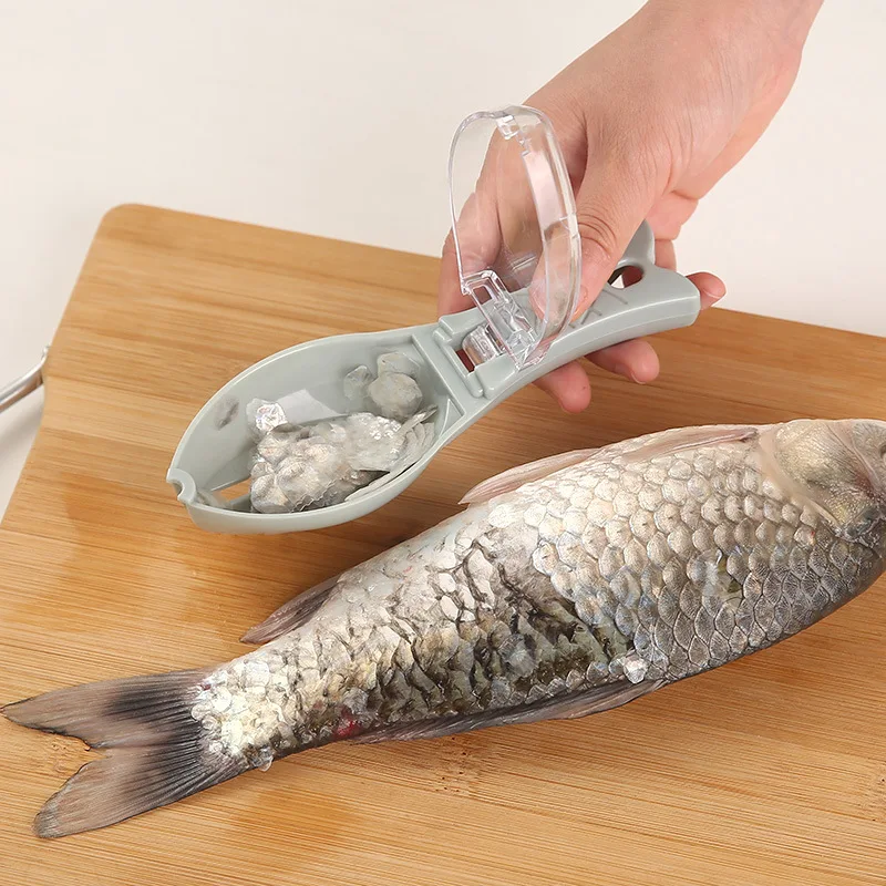 Manual Fish Scaler with Cover Portable Household Kitchen Tool Efficient Fish Scale Remover Scraper for Seafood Cooking