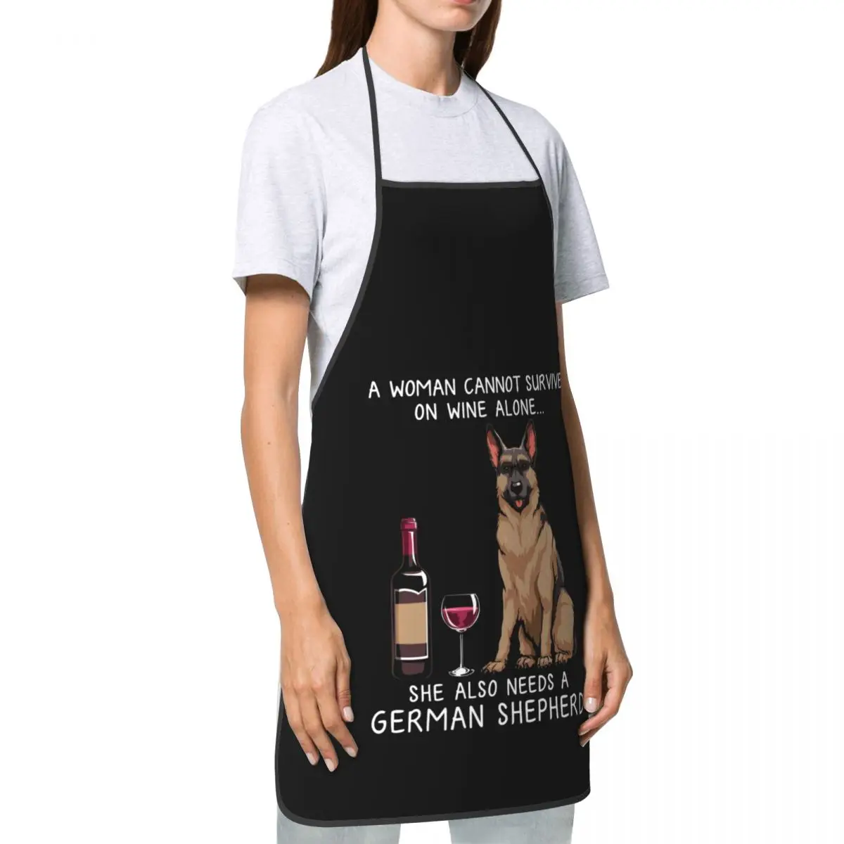 Funny Pet Dog And Wine Apron Men Women Unisex Kitchen Chef Husky Poodle Bulldog Tablier Cuisine for Cooking Baking Gardening