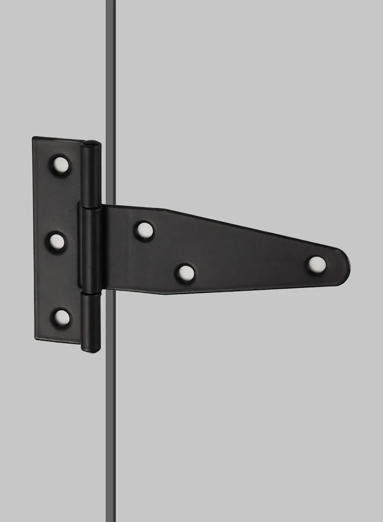 Rustic T-Shaped Black Iron Barn Door Hinges, 2PCS Heavy Duty Metal Hinges for Kitchen Cabinet, Cupboard, Wardrobe, Fence