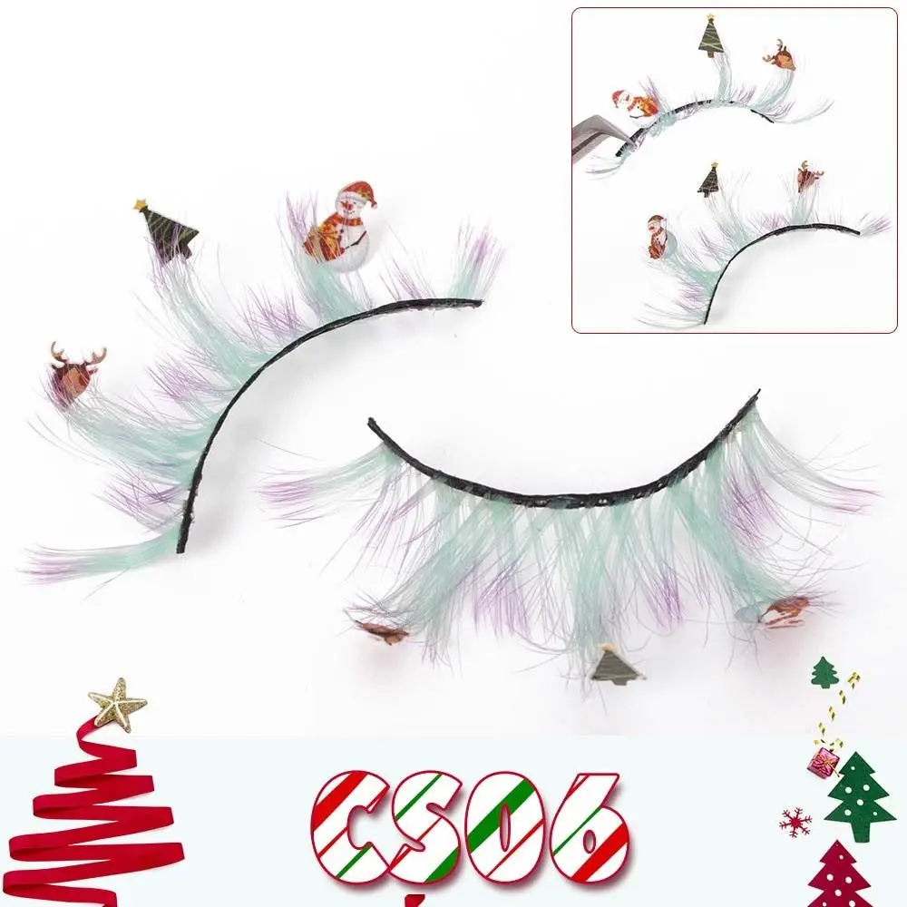 Chemical Fiber Christmas False Eyelashes Cartoon Snowman Eyelashes Extension Christmas Cluster Eyelashes Animal Elk Beauty